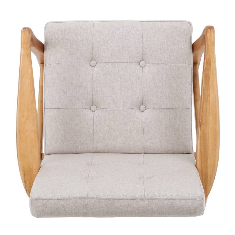 Fabric Mid-Century Club Chair with Button Tufted Design & Wooden Legs - Modern Accent Chair