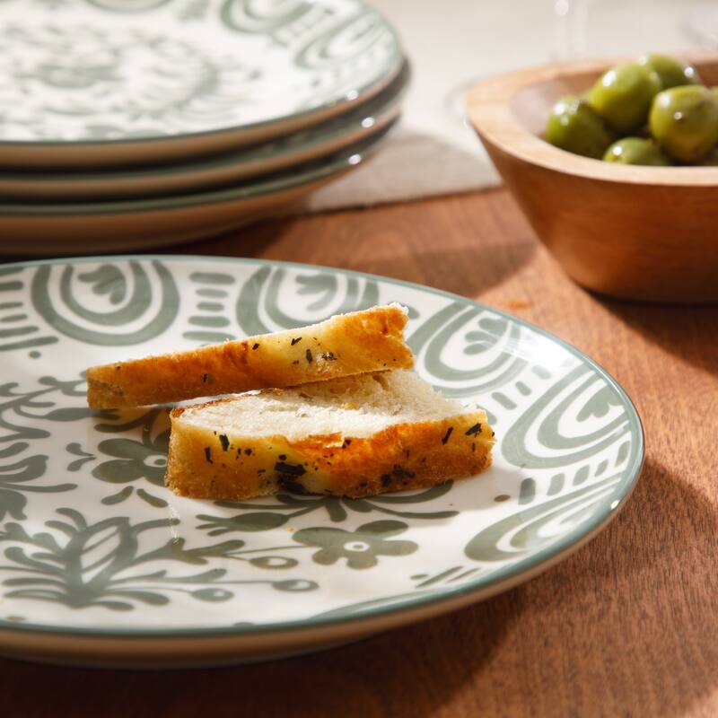 Bloomhouse - 2-Time Oprah's Favorite Things - Valencia Flor 4 Piece Salad Plate Set, 8.75" Stoneware Floral Decal Design