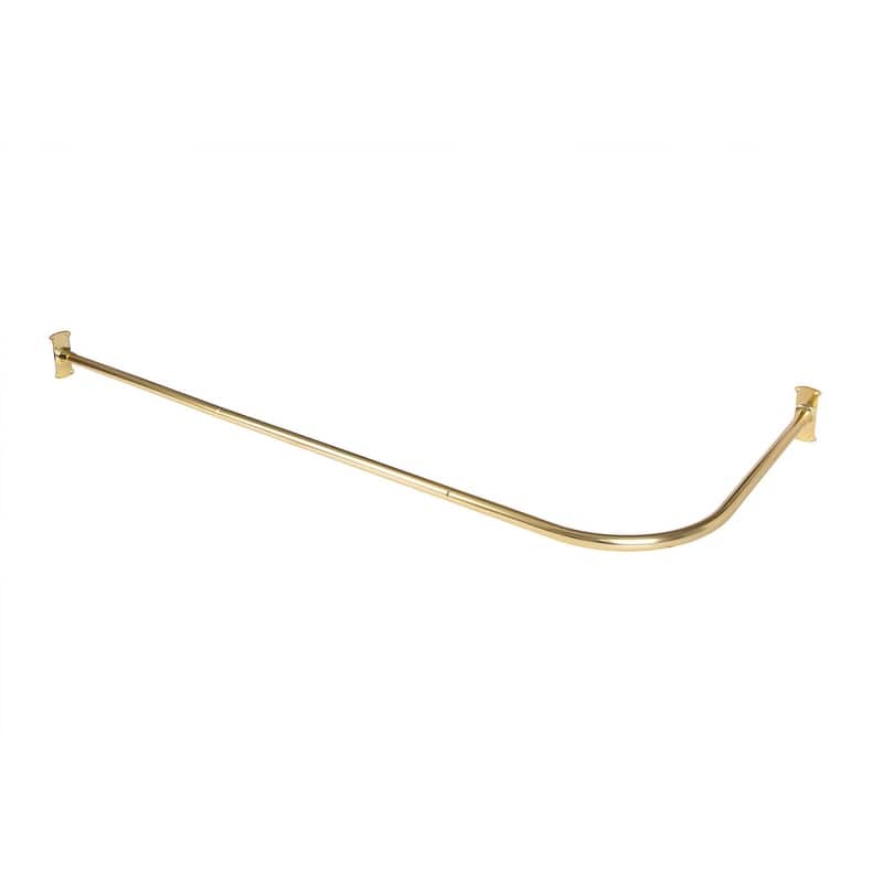 Utopia Alley 68 x 28 in Rustproof Aluminum L Shaped Corner Shower Curtain Rod - Gold
