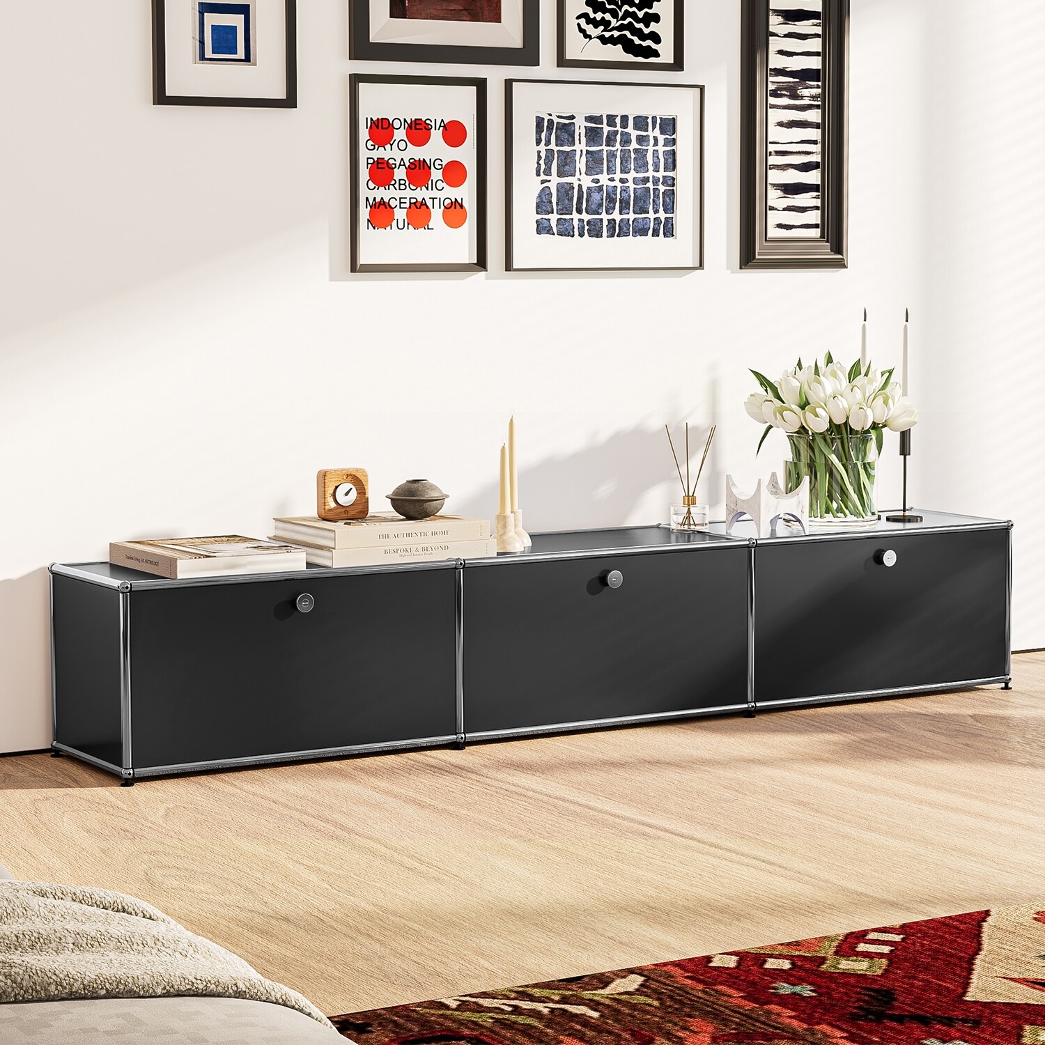 Sideboard Storage 3X1 Metal Credenza Celebrity Decorative Cabinet