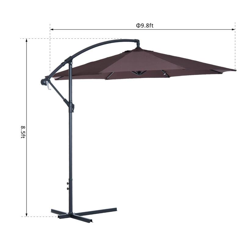 Outsunny 10' Cantilever Hanging Tilt Offset Patio Umbrella (Weight Not Included)