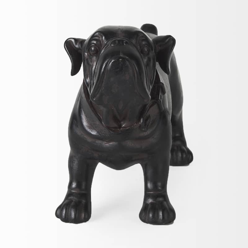 Black Resin Bulldog Sculpture - 13"W x 5"D x 8"H