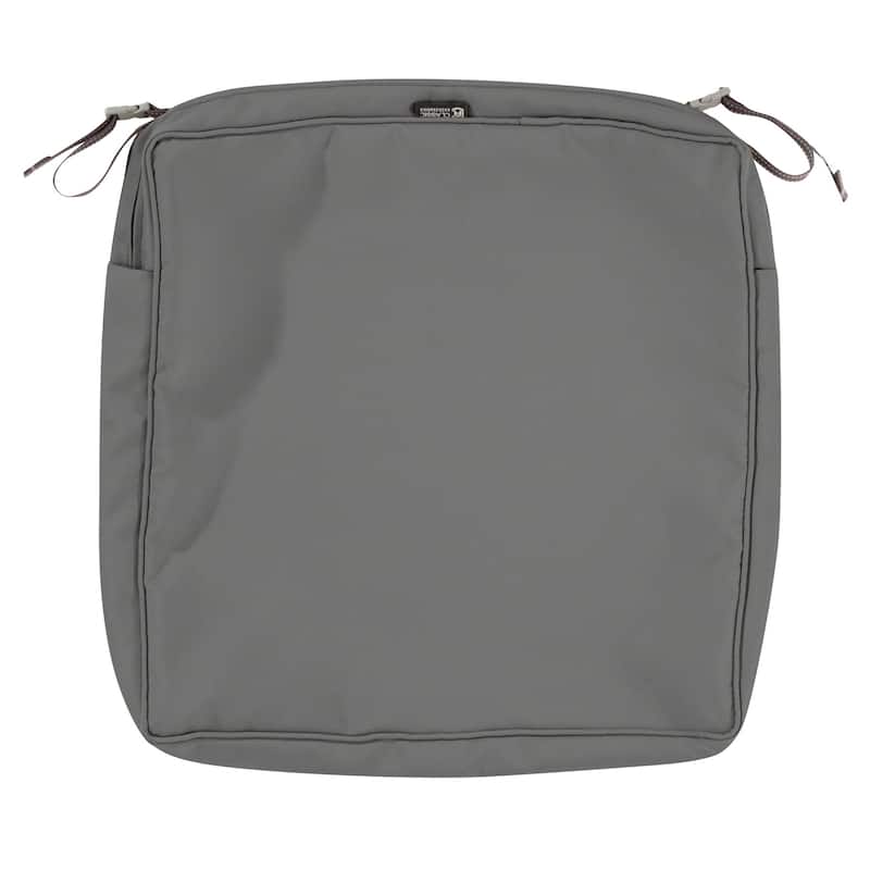 Classic Accessories Montlake Water-resistant Seat Cushion Slip Cover - 21"W x 21"D x 3"Thick - Light Charcoal Grey