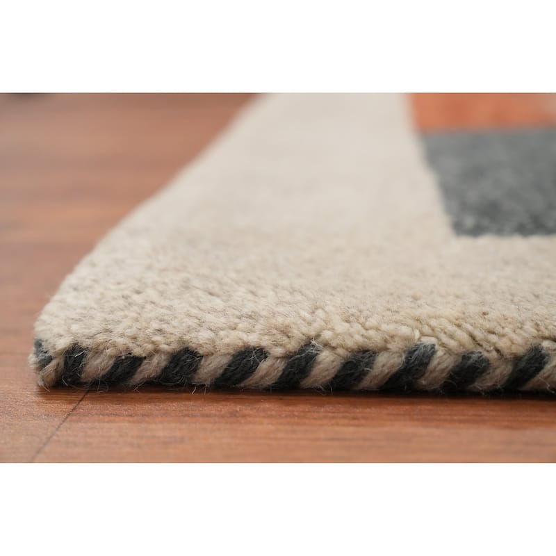 Hand Knotted Oriental 100% Wool Carpet Modern Geometric Multi-Colored Gabbeh Area Rug - 7' 8'' X 5' 4''