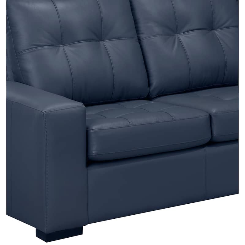 Liam Top Grain Leather Tufted Sectional Chaise Sofa