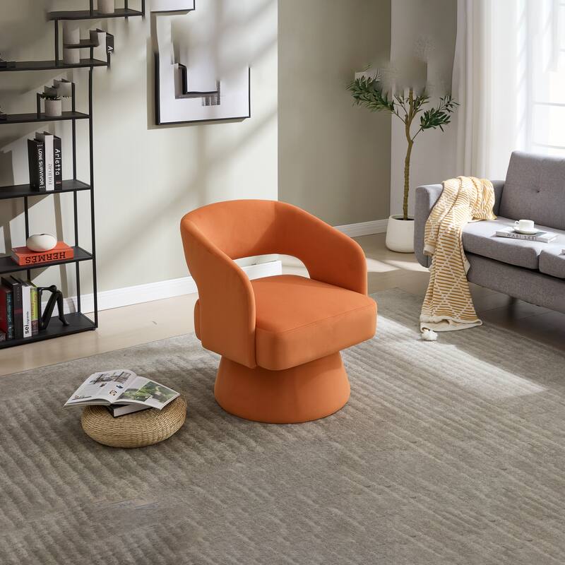 Velvet Accent Armchair 360 Degree Swivel Club Chair for Living Room