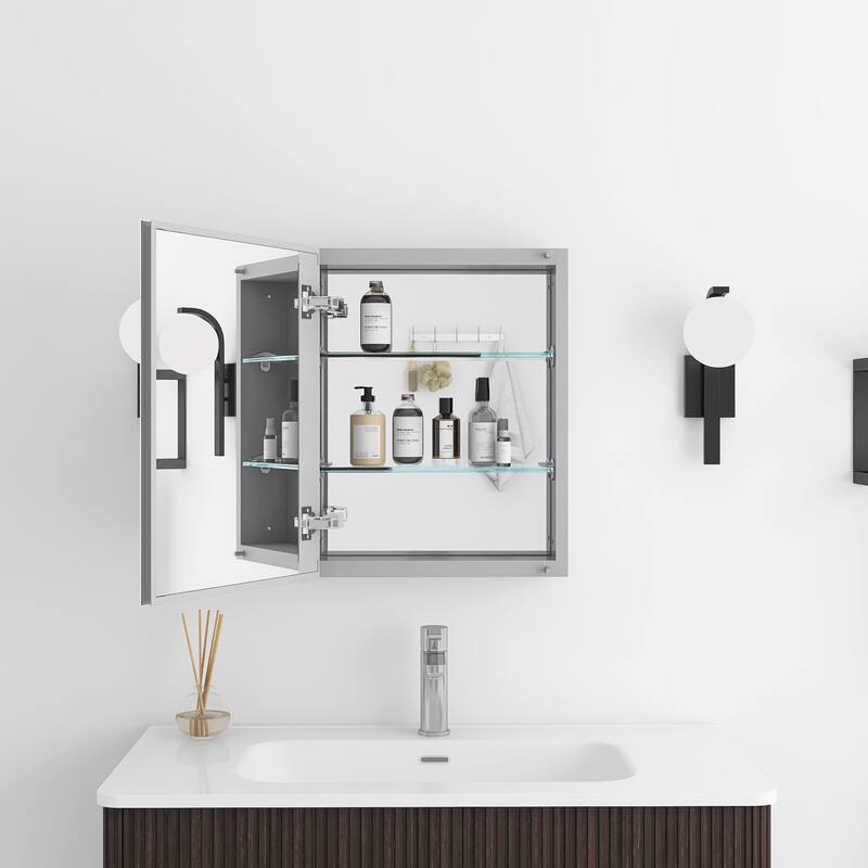 Rectangular Aluminum Medicine Cabinet with Mirror