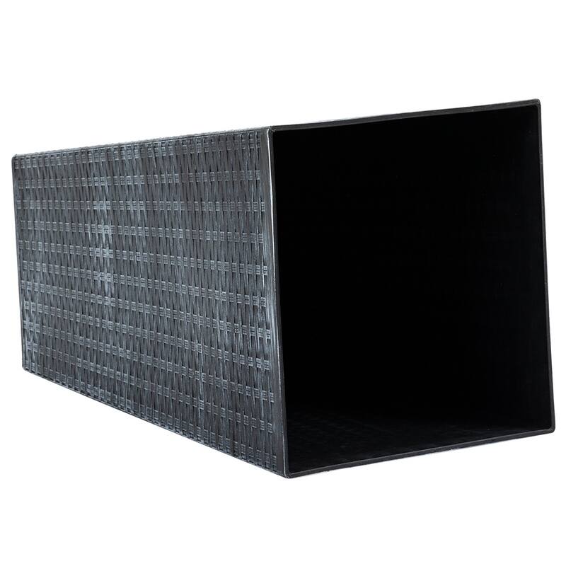 3-Piece Garden Pot Set with Drainage Hole and Rattan Design - 14.25" L x 14.25" W x 24" H