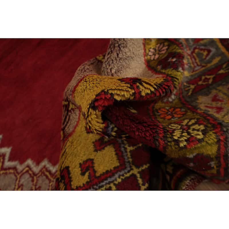 Hand Knotted Oriental 100% Wool Carpet Transitional Geometric Red Anatolian Area Rug - 5' 6'' X 3' 6''