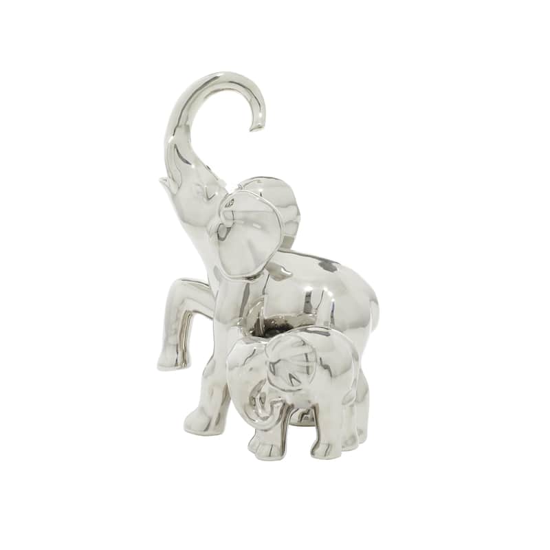 Ceramic Elephant Decorative Sculpture - Silver - Roche River Decor