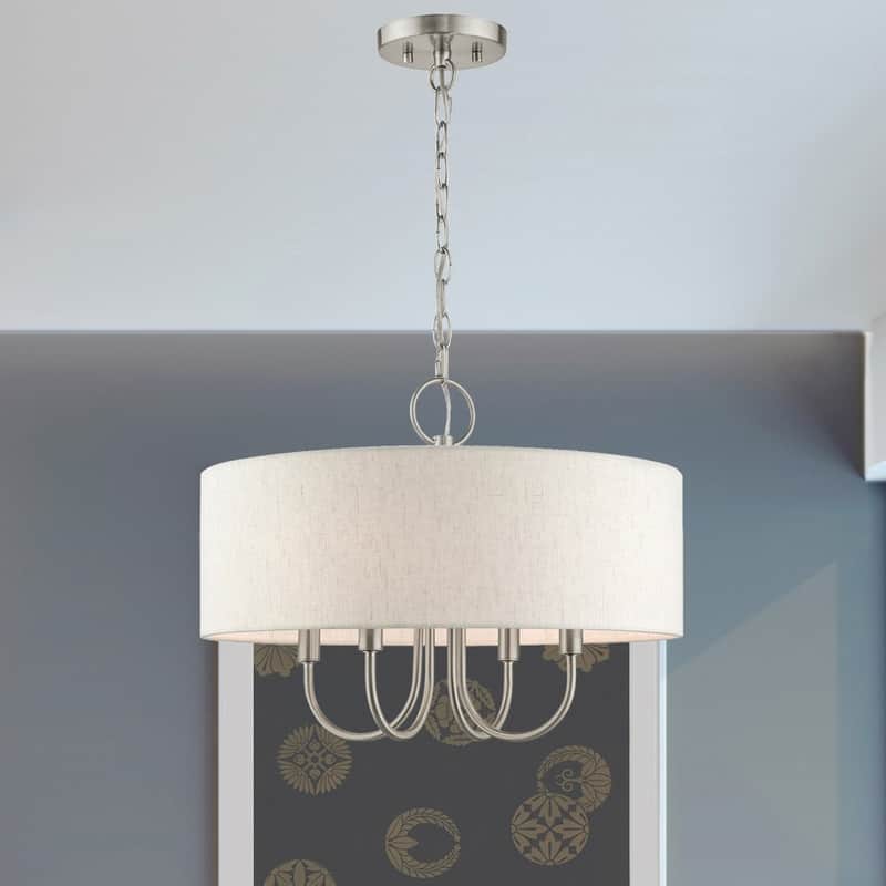 Livex Lighting 4-light Brushed Nickel Pendant Chandelier, 49804-91 - 18"W x 13.625"H