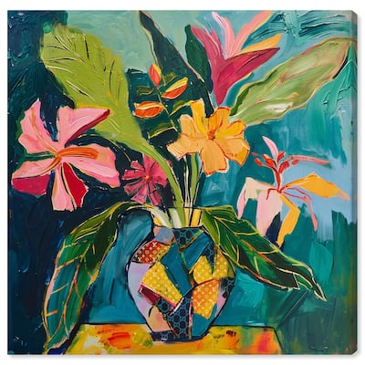 Art Remedy Vase Of Tropical Flowers Ii Gallery Wrapped Flowers In Vase Paintings