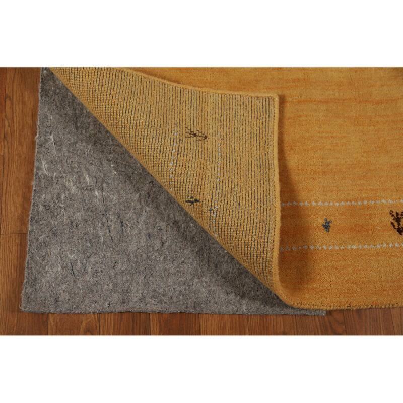 Yellow Gabbeh Indian Runner Rug Hand-Knotted Wool Carpet - 2'6" x 9'6"
