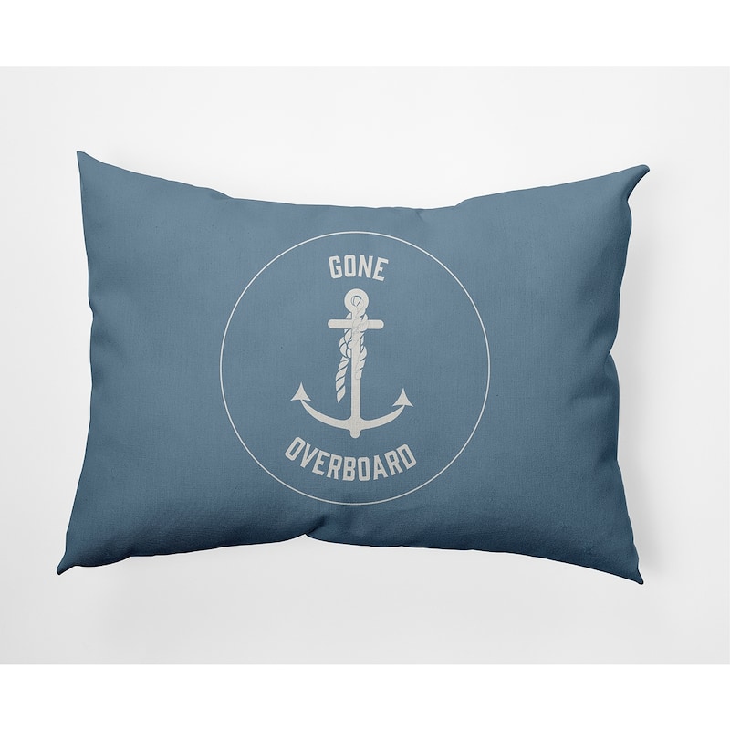 Gone Forever Overboard Nautical Decorative Indoor Pillow - Dusty Smoke - 14" x 20"
