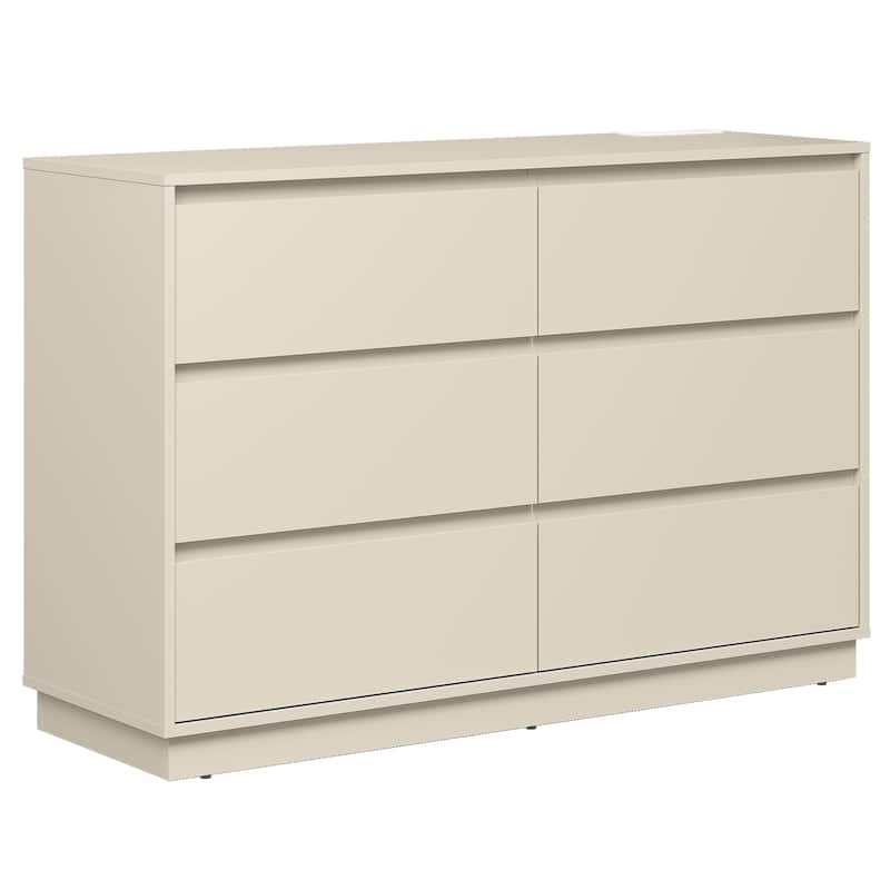 47" Wide 6 Drawer Dresser for Bedroom with Charging Station - Beige