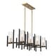 preview thumbnail 5 of 3, Midland 8-Light Linear Chandelier in Matte Black with Warm Brass Accents