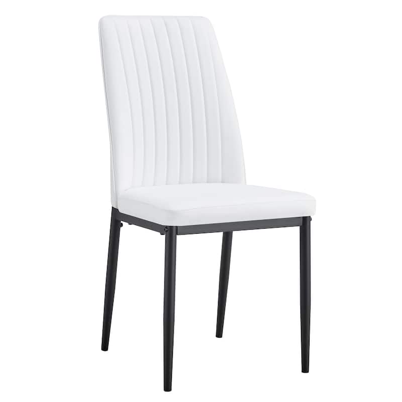 Modern Dining Chairs Set of 6, with PU Upholstered Seat and Metal Legs