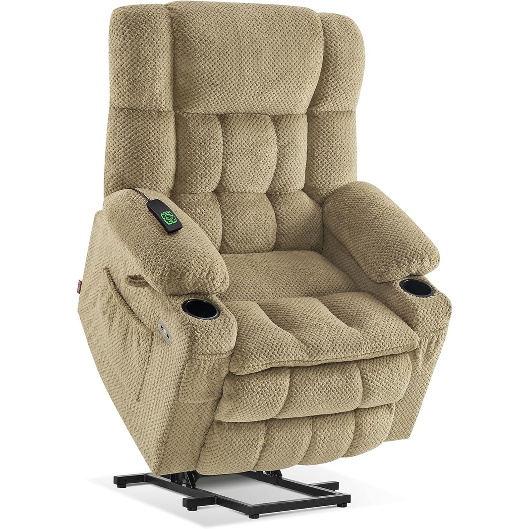 Mcombo Power Lift Recliner Chair Sofa with Massage and Heat for Elderly People, 3 Positions, Control Buttons, USB Charge Port, Fabric 7091