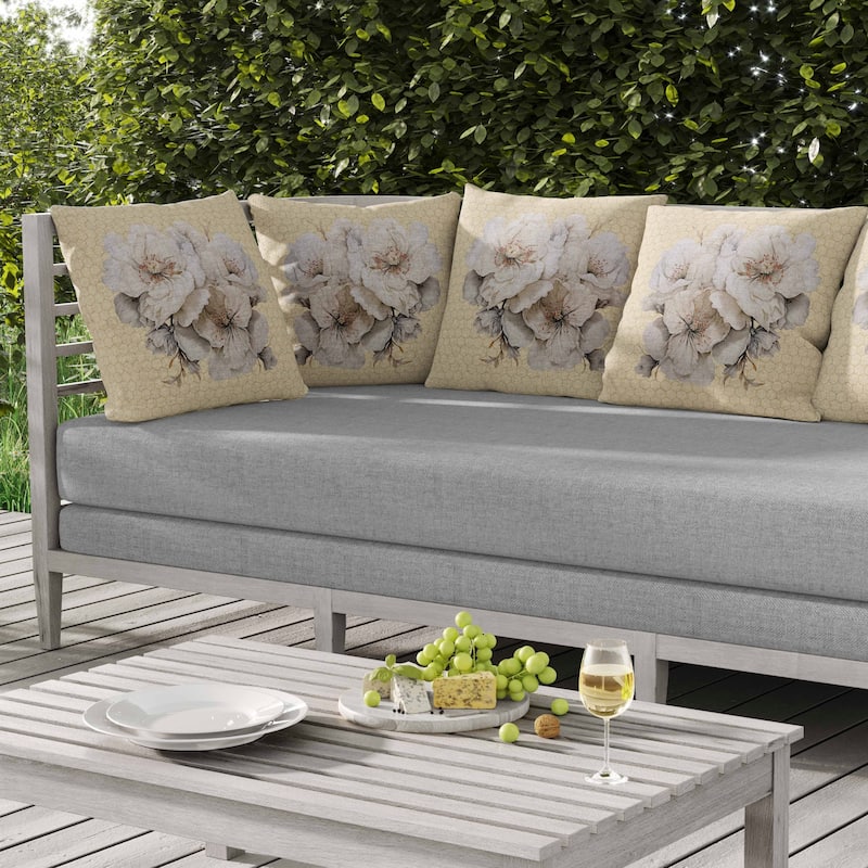 Magnolia Majesty Indoor/Outdoor Reversible Throw Pillow Pale and Yellow
