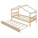 preview thumbnail 5 of 11, Twin Size Wooden House Bed Platform Bed with Twin Size Trundle and Solid Construction