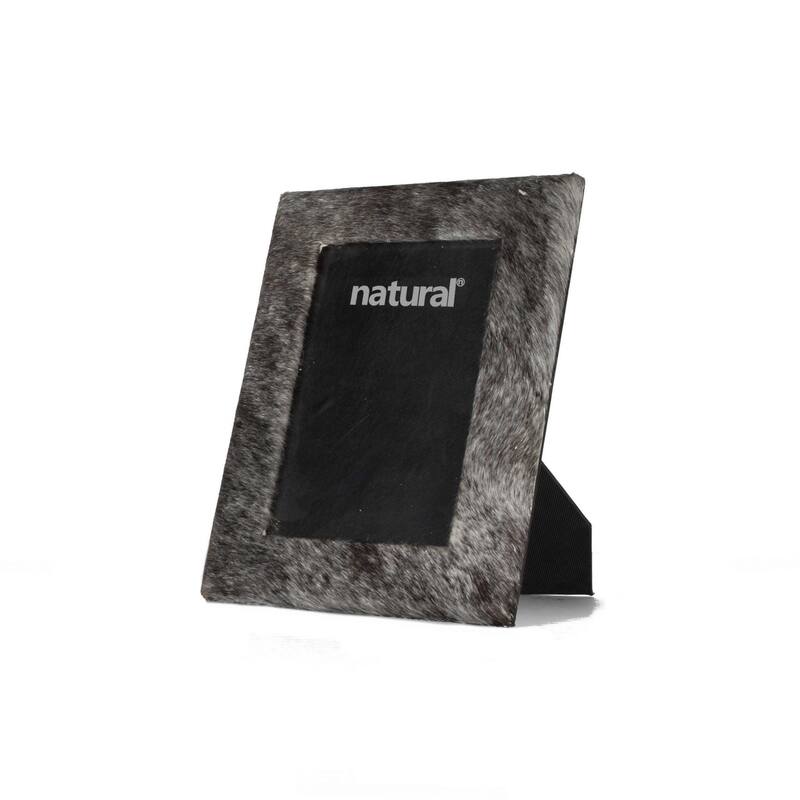 HomeRoots 4" x 6" Gray Cowhide Tabletop Picture Frame