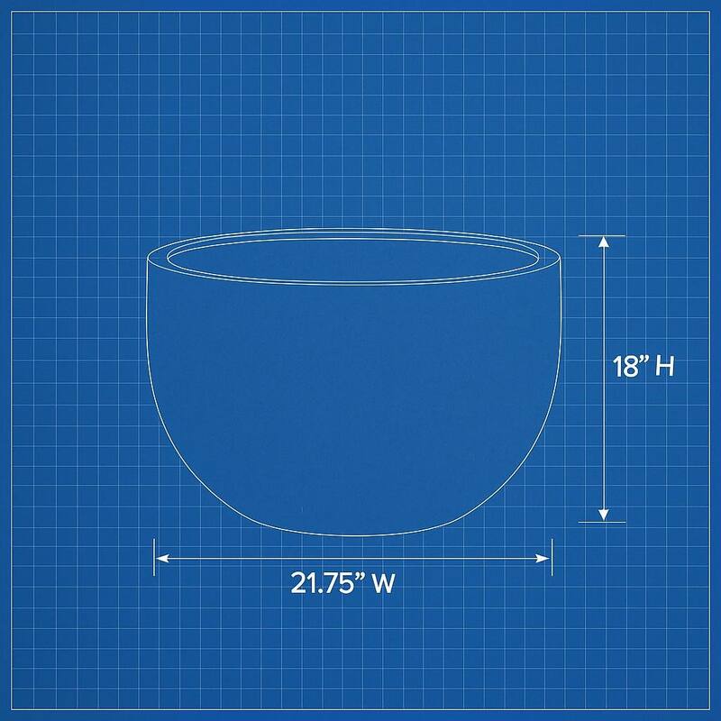 Grigio XL New Egg Planter 21.75"W x 18"H Fiberglass Stone Resin, Lightweight, Frost & UV Resistant