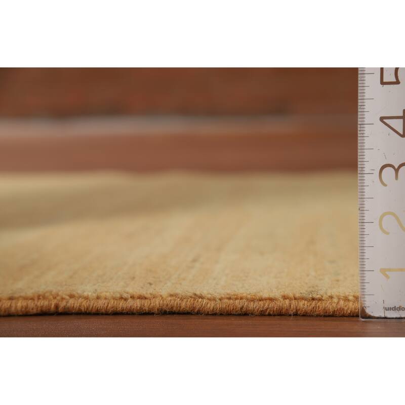 Modern Gold Gabbeh Oriental Foyer Rug Handmade Wool Carpet - 3'5"x 4'10"