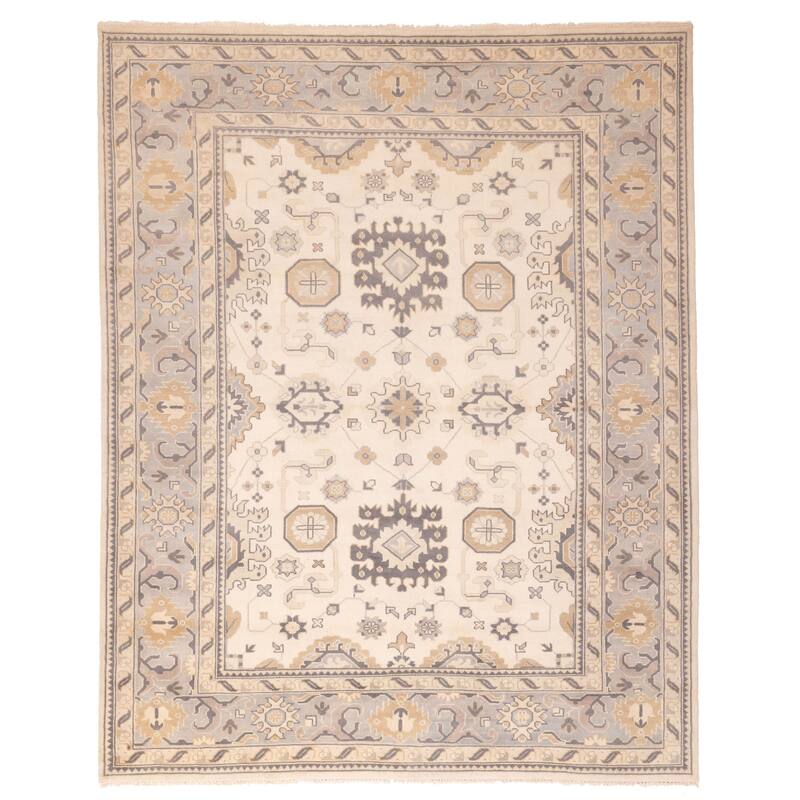 ECARPETGALLERY Hand-knotted Royal Oushak Cream Wool Rug - 9'3 x 11'6