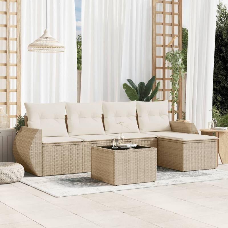 vidaXL Garden Sofa Set - 21.7 x 21.7 x 14.6 - Beige and cream Without table