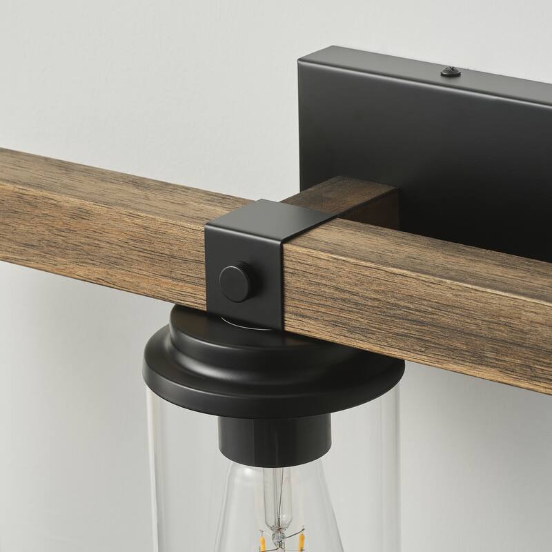 Starsky 2/3 Lights Farmhouse Modern Dimmable Bathroom Glass Vanity Light with Clear Cylinder Shade