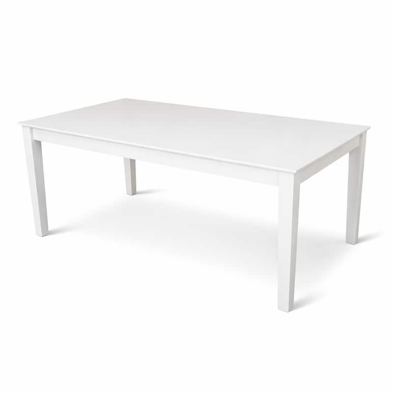 Modern 78.7 Inch Rectangular Dining Table, White Finish Solid Rubberwood - White
