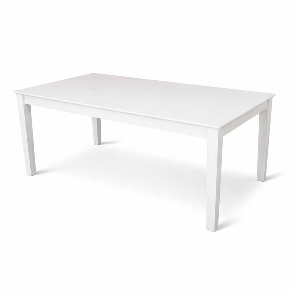 Modern 78.7 Inch Rectangular Dining Table, White Finish Solid Rubberwood