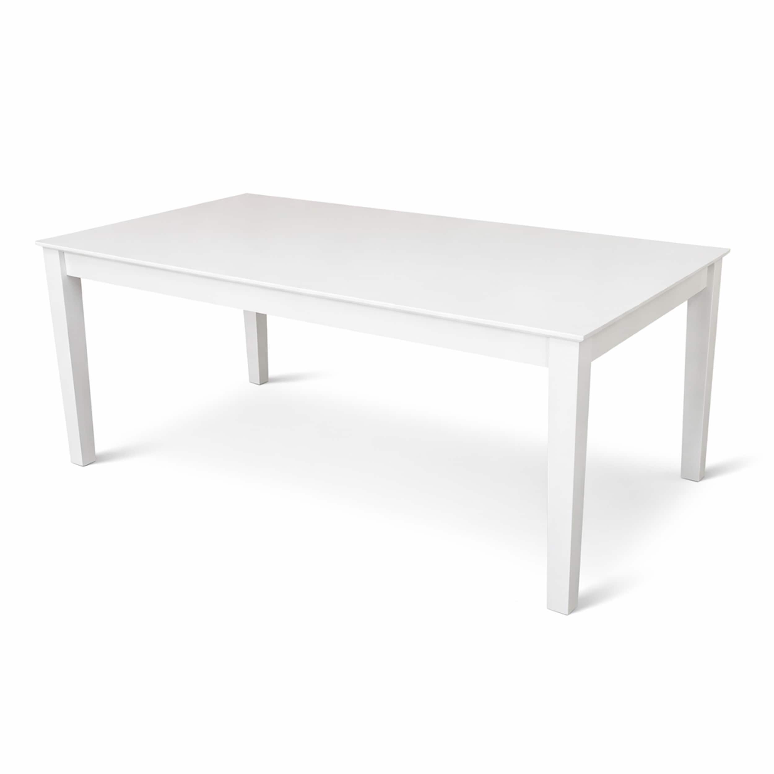 Modern 78.7 Inch Rectangular Dining Table, White Finish Solid Rubberwood