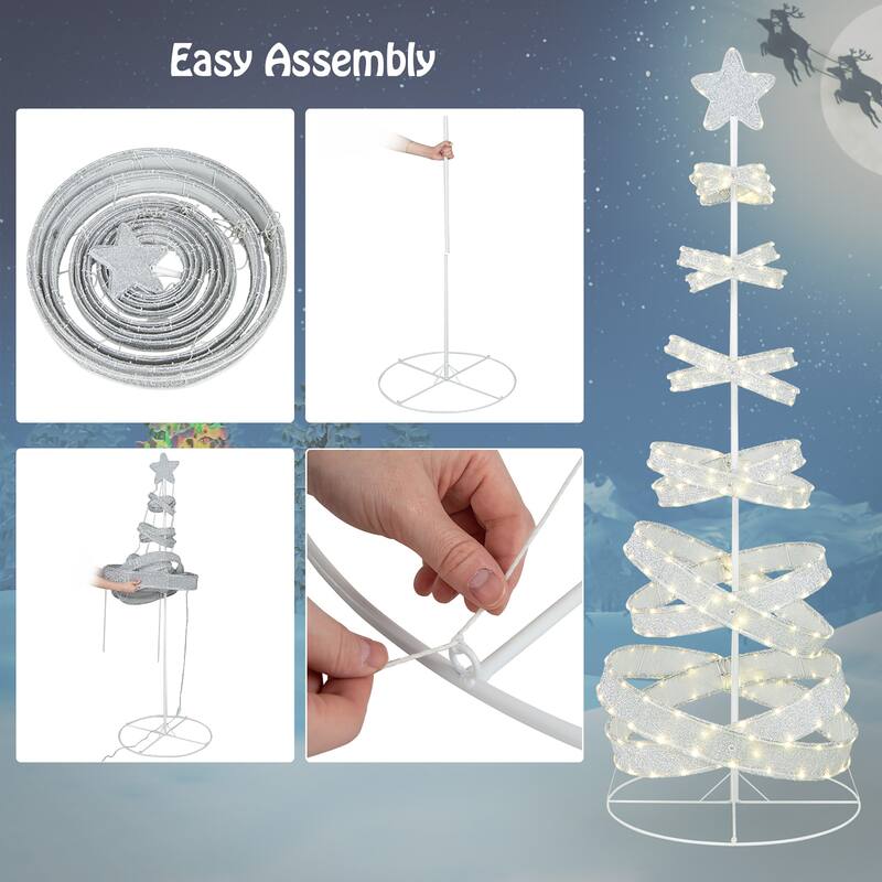 Gymax Pre-lit Spiral Christmas Tree Light Up Artificial Tree w/ 341