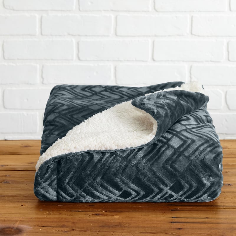 Luxurious Velvet Plush Fleece Reversible Sherpa Throw