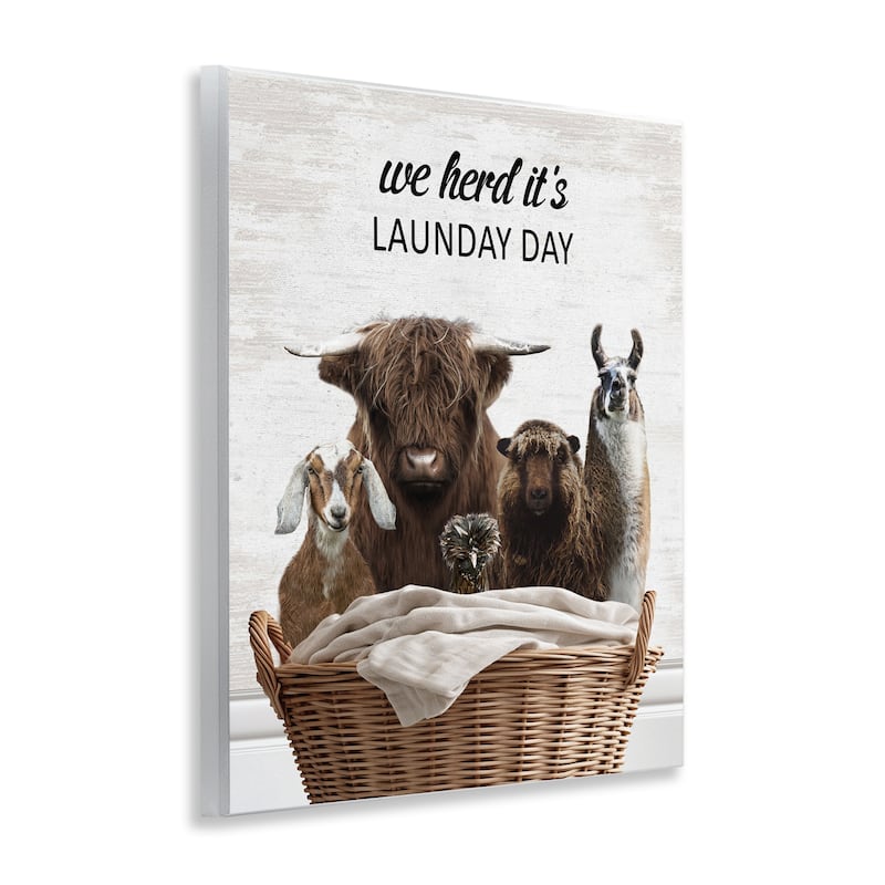 Stupell Herd It's Laundry Day Animals Wall Plaque Art Design By Lettered and Lined