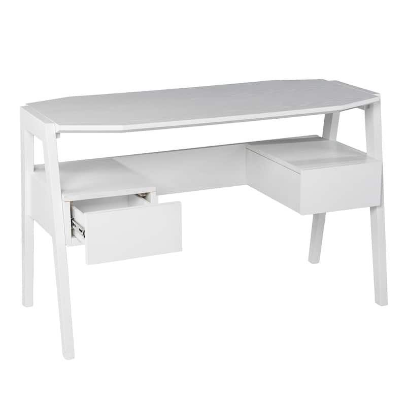 Harper Blvd Carmona Midcentury Modern White Wood Desk with Storage