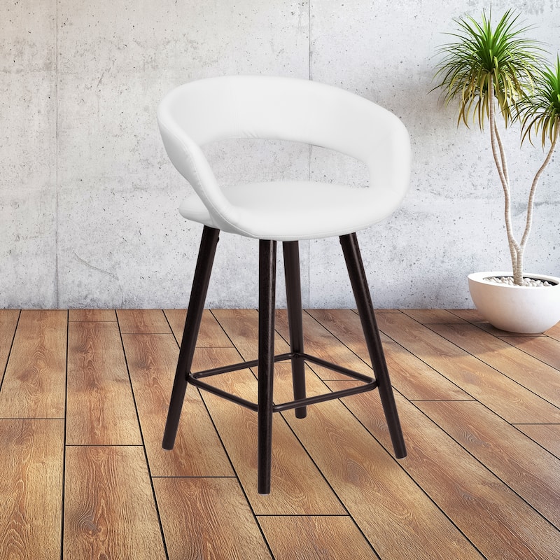Contemporary Rounded Back Counter Height Stool with Wood Frame - 22"W x 19"D x 33.25"H