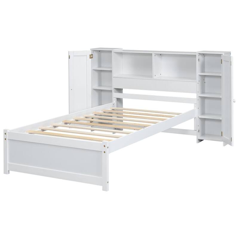 Platform Bed with Storage Headboard and Lockers