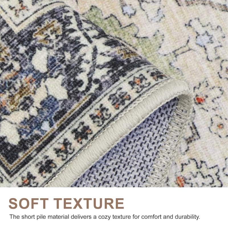 Mcow Modern Machine Washable Low Pile Lightweight Soft Print Area Rugs