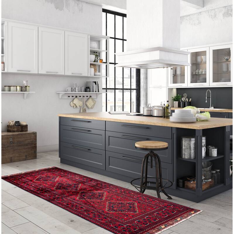 ECARPETGALLERY Hand-knotted Finest Khal Mohammadi Red Wool Rug - 3'1 x 6'11