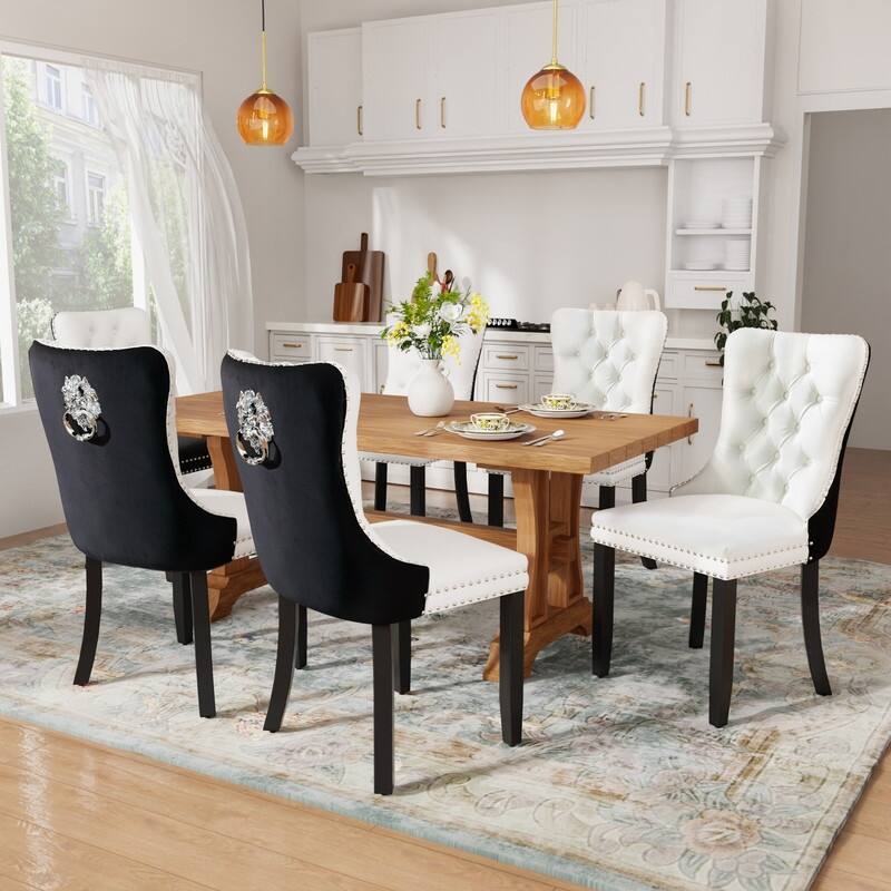 Tufted Naliheads Solid Wood Upholstered Dining Chairs (Set of 2)