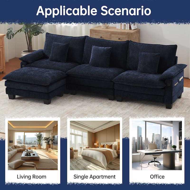 Modular Sectional Sofa Set Convertible Sectional Sleeper Sofa with Chaise for Apartment