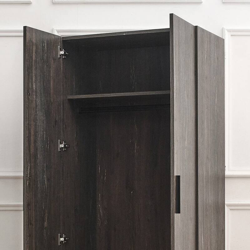 Willow Two-Door Wood Closet with One Shelf in Rustic Gray