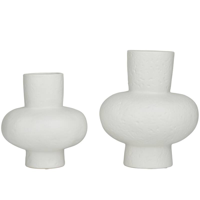 Ceramic Gourd Style Decorative Vase - Set of 2 White or Black - CosmoLiving by Cosmopolitan