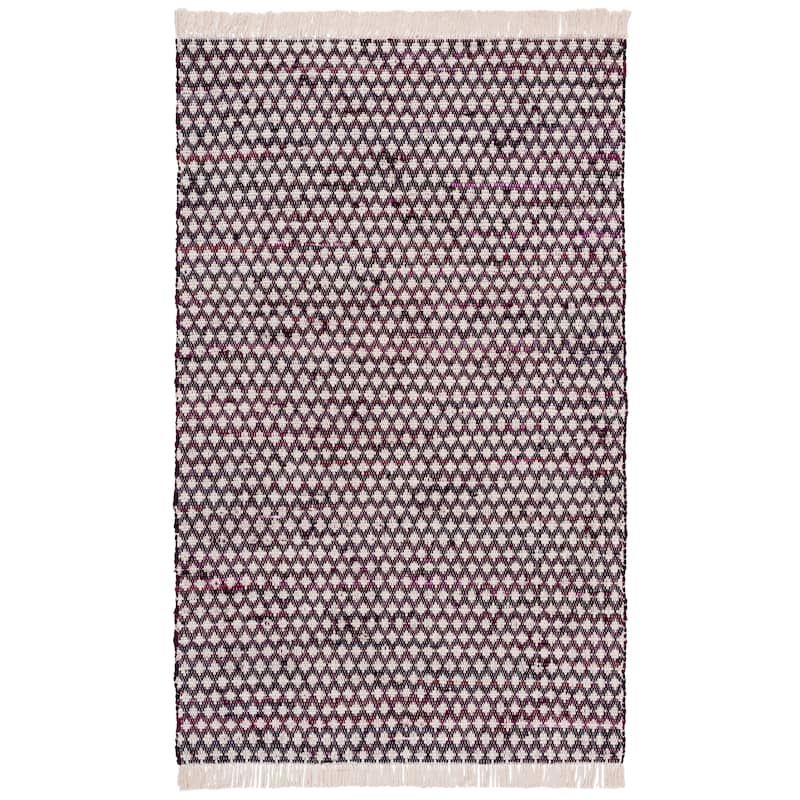 SAFAVIEH Handmade Montauk Eutimia Cotton Rug - 5' x 8' - Wine/Ivory