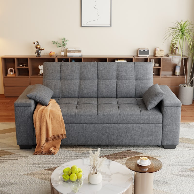 3 in 1 Convertible Sofa Bed Futon Couches with Reclining Backrest, Loveseat Sleeper Sofabed with Pull Out Couch