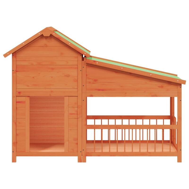 vidaXL Dog Kennel Brown 56.3"x23.8"x42.9" Solid Wood Pine