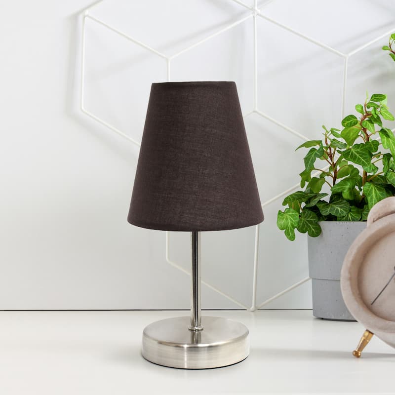 10.5" Petite Metal Stick Lamp in Sw Nickel w Fabric Shade