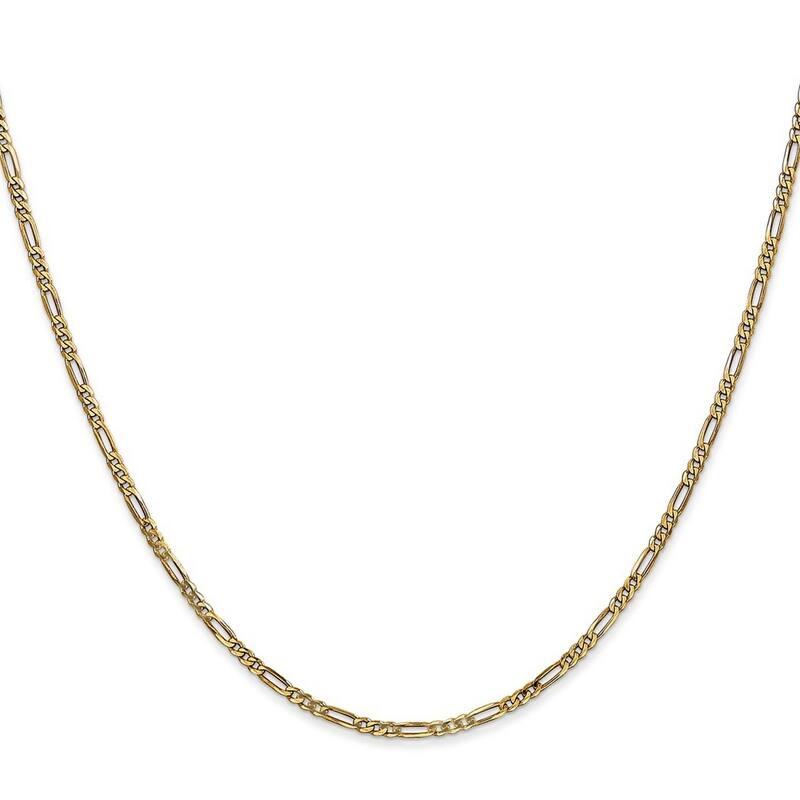 Curata 14k Yellow Gold 1.80mm Flat Figaro Chain Necklace (Lobster) Options: 16 18 20